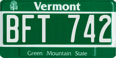 VT license plate BFT742