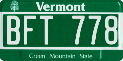 VT license plate BFT778