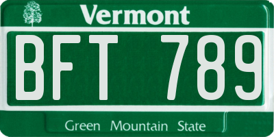 VT license plate BFT789