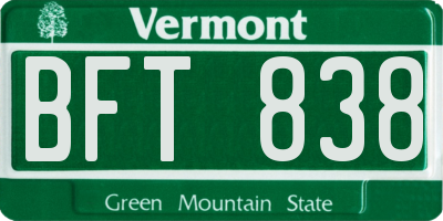 VT license plate BFT838