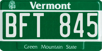 VT license plate BFT845