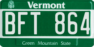 VT license plate BFT864