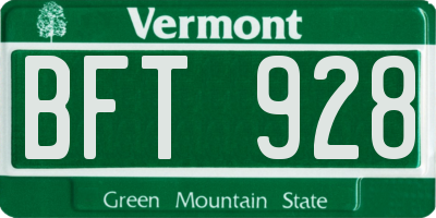 VT license plate BFT928