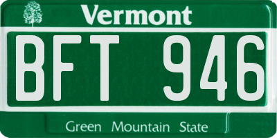 VT license plate BFT946