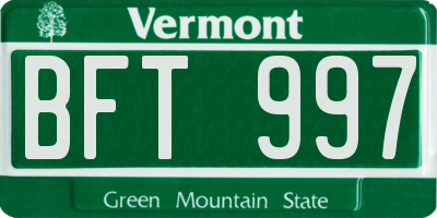 VT license plate BFT997