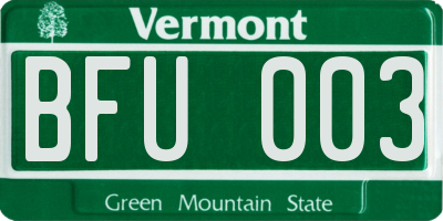 VT license plate BFU003