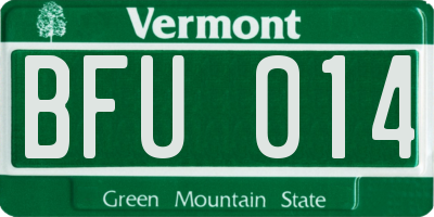 VT license plate BFU014