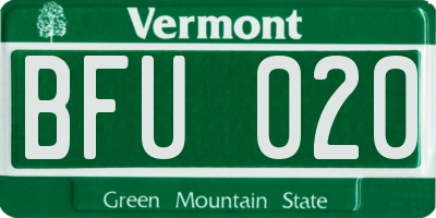 VT license plate BFU020