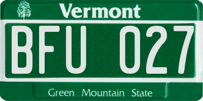 VT license plate BFU027