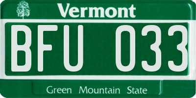 VT license plate BFU033