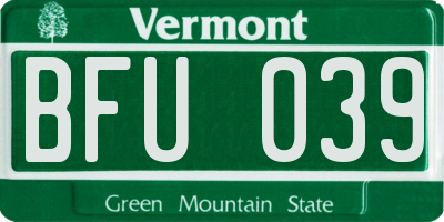 VT license plate BFU039