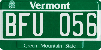 VT license plate BFU056