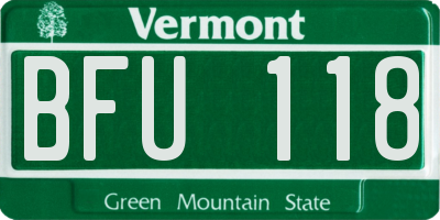 VT license plate BFU118