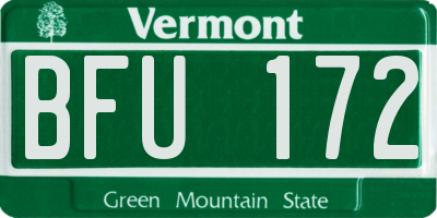 VT license plate BFU172