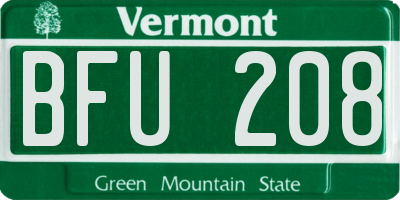 VT license plate BFU208