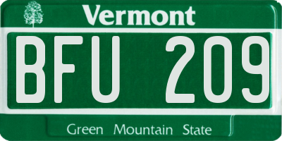 VT license plate BFU209