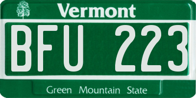 VT license plate BFU223