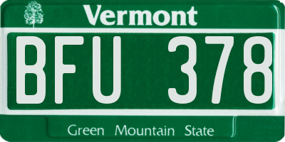 VT license plate BFU378