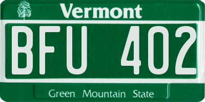 VT license plate BFU402