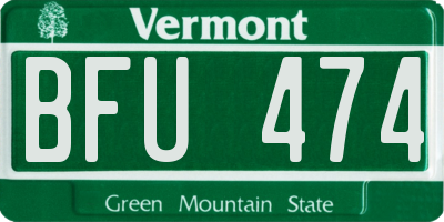 VT license plate BFU474