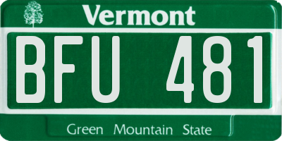 VT license plate BFU481