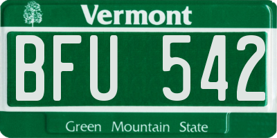 VT license plate BFU542