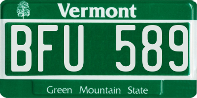 VT license plate BFU589