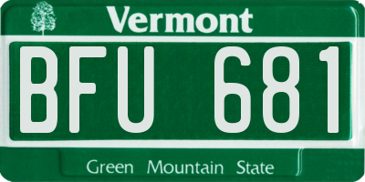 VT license plate BFU681