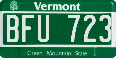 VT license plate BFU723