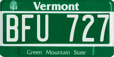 VT license plate BFU727