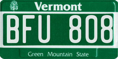 VT license plate BFU808