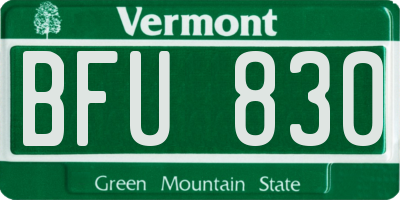 VT license plate BFU830