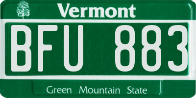 VT license plate BFU883