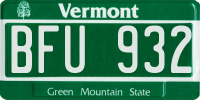 VT license plate BFU932