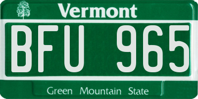 VT license plate BFU965