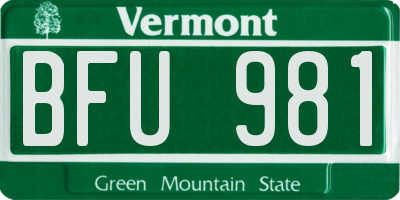 VT license plate BFU981