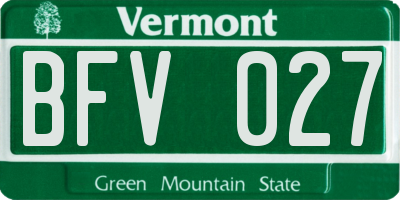 VT license plate BFV027