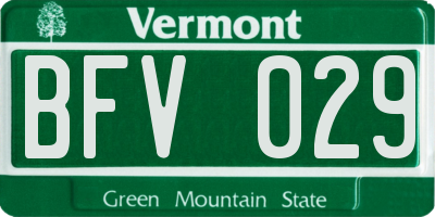 VT license plate BFV029