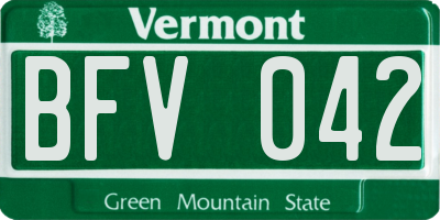 VT license plate BFV042