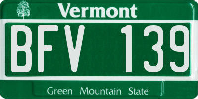 VT license plate BFV139
