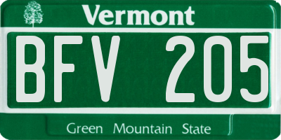 VT license plate BFV205