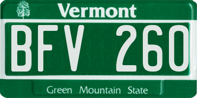 VT license plate BFV260