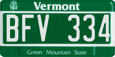 VT license plate BFV334