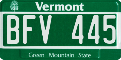 VT license plate BFV445