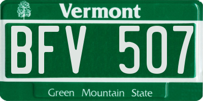 VT license plate BFV507