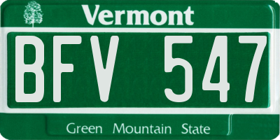 VT license plate BFV547