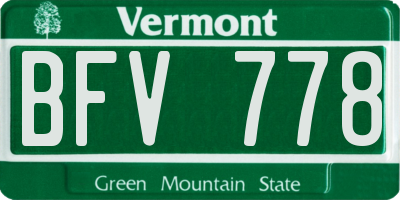 VT license plate BFV778