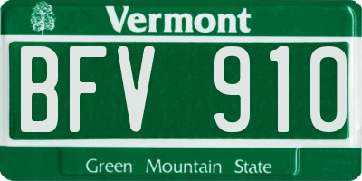 VT license plate BFV910