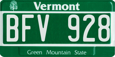 VT license plate BFV928