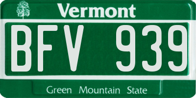 VT license plate BFV939